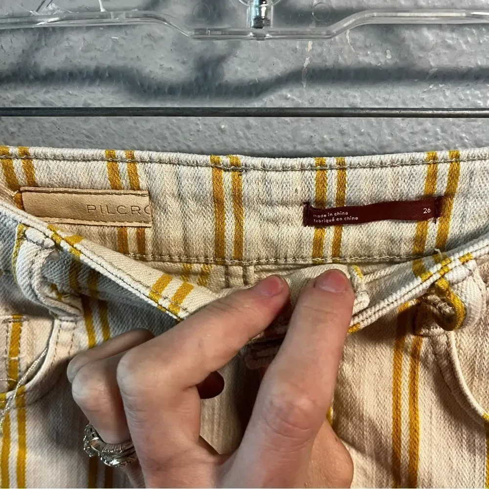 Anthro Pilcro Wanderer Short Cream Mustard Hi Rise - Picture 6 of 7